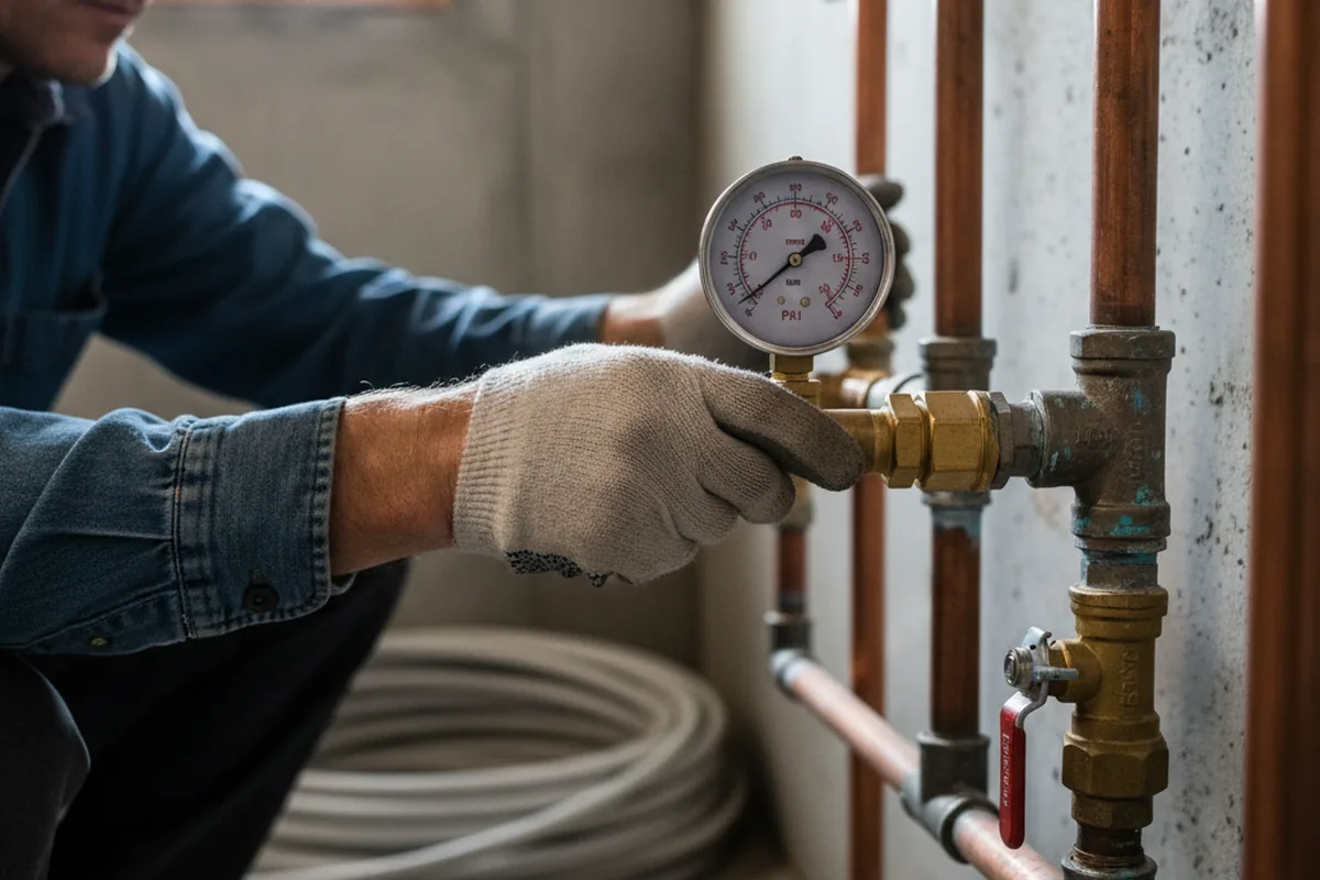 Pressure testing a repaired line during Water Line Repair in Ridgeway